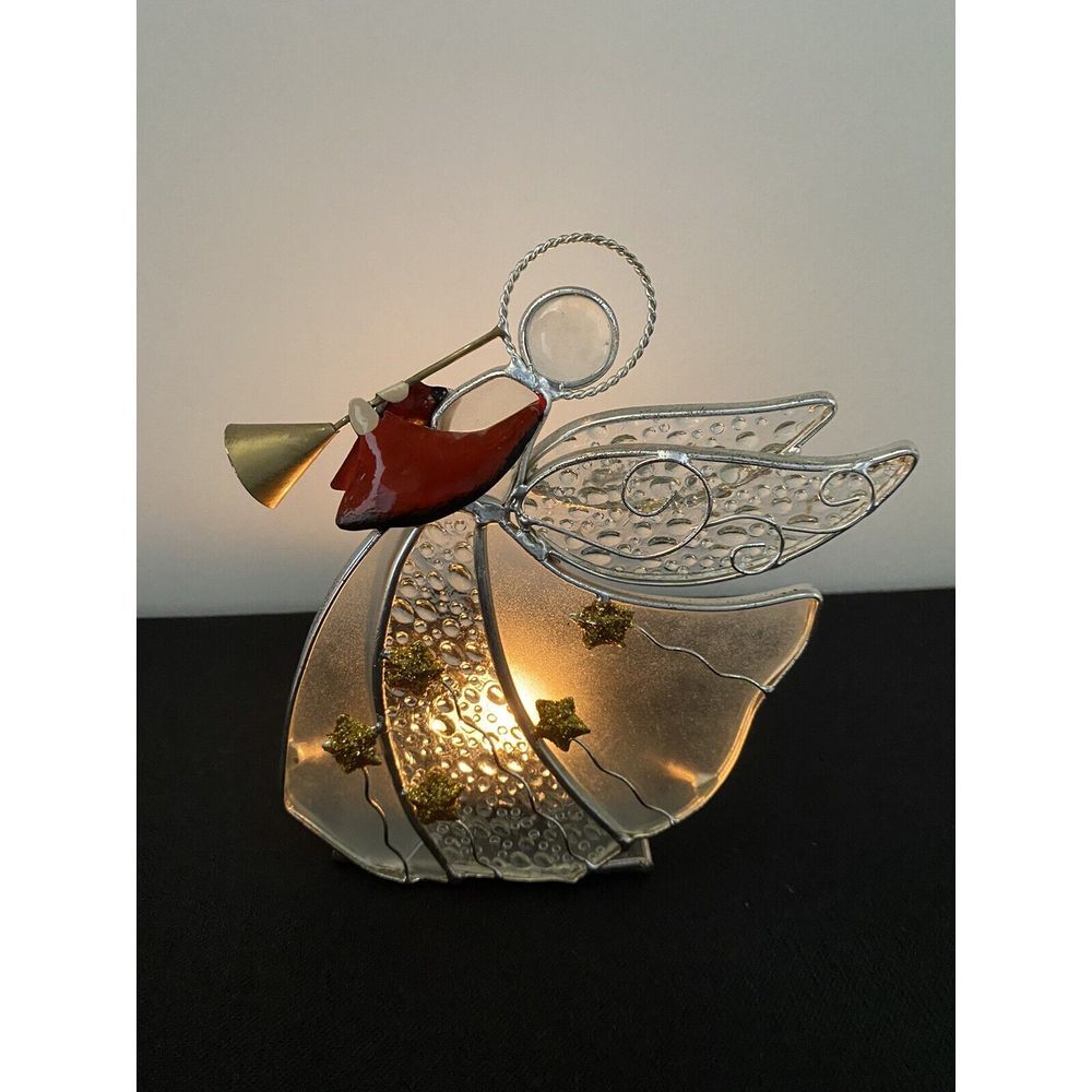 Angel & Trumpet Votive Glass Silver Plated Candle Holder International Silver Co